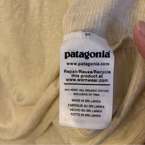 Patagonia Women’s Striped Yellow Hemp Cotton Blend Shirt Size M - Picture 4 of 6